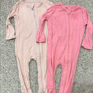 Kyte BABY Pink and Light Pink Zip One-Piece Footed Pajamas - 2 Pack